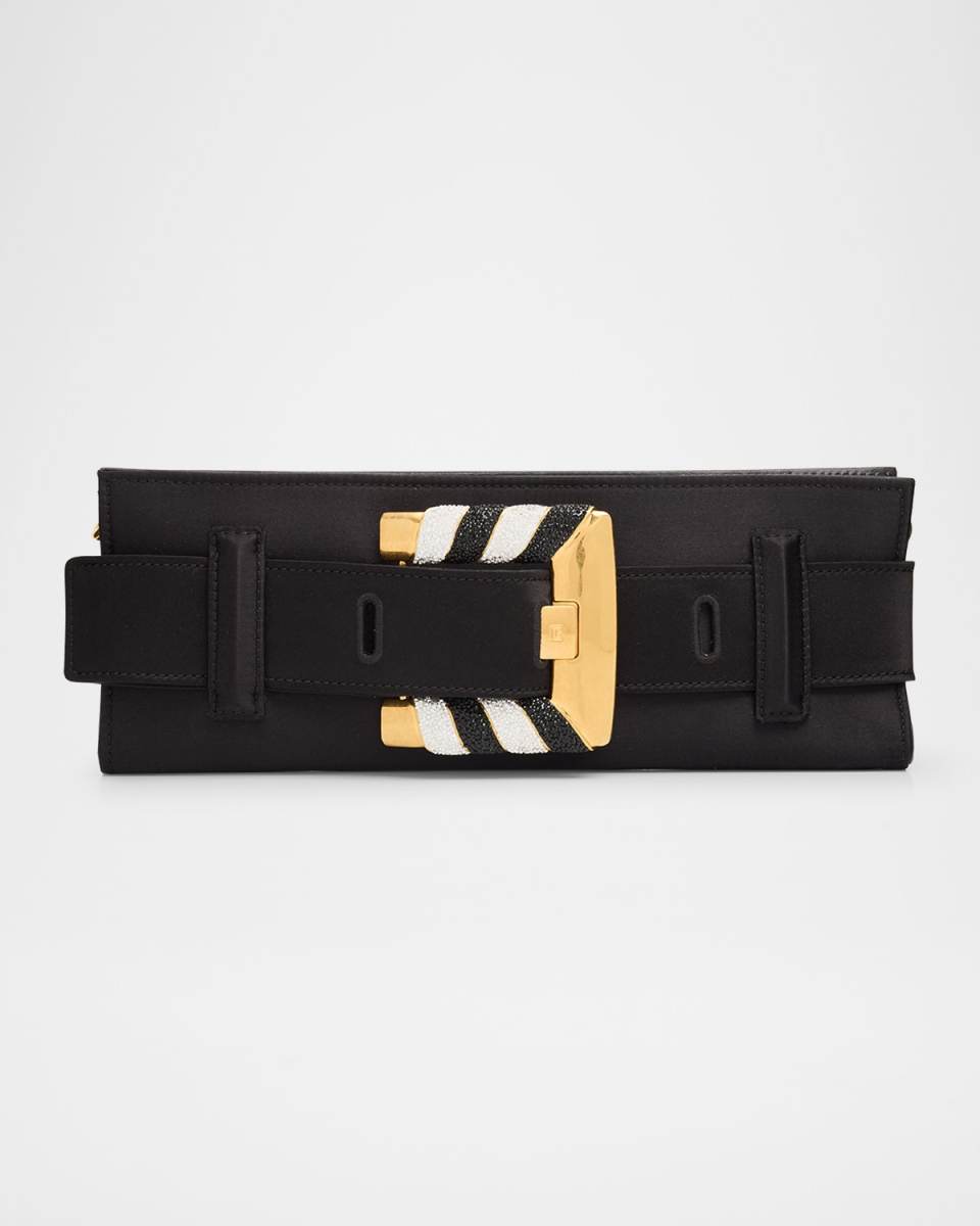Anthem Slim Belted Satin Clutch Bag